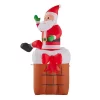 Outdoor Christmas Decorations Airblown 4.99 Ft. Animated Inflatable Santa Climbing From Chimney