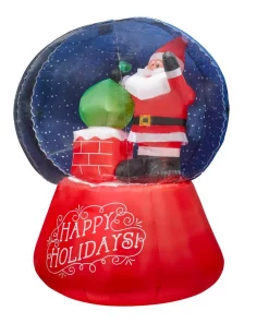 Outdoor Christmas Decorations Airblown 5.5 Ft. Projection Inflatable Snow Flurry-Snow Globe Santa On The Rooftop Scene -Christmas Tree Decorations Shop airblown christmas inflatables 114690 40 1000