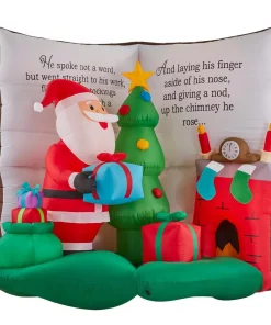 Outdoor Christmas Decorations Airblown 6.56 Ft. Inflatable Santa In Story Book Scene
