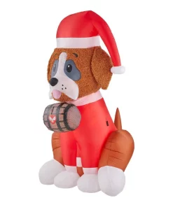 Outdoor Christmas Decorations Airblown 6 Ft. Inflatable Fuzzy Dog With Barrel -Christmas Tree Decorations Shop airblown christmas inflatables 115013 40 1000