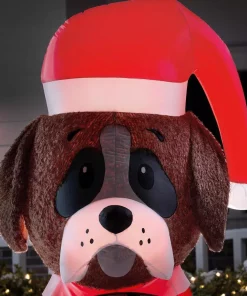 Outdoor Christmas Decorations Airblown 6 Ft. Inflatable Fuzzy Dog With Barrel -Christmas Tree Decorations Shop airblown christmas inflatables 115013 a0 1000