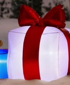 Outdoor Christmas Decorations Airblown 4.43 Ft. Inflatable Fuzzy Gift Box Scene -Christmas Tree Decorations Shop airblown christmas inflatables 118410 1d 1000