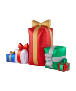 Outdoor Christmas Decorations Airblown 4.43 Ft. Inflatable Fuzzy Gift Box Scene -Christmas Tree Decorations Shop airblown christmas inflatables 118410 40 1000