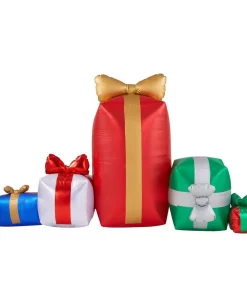 Outdoor Christmas Decorations Airblown 4.43 Ft. Inflatable Fuzzy Gift Box Scene