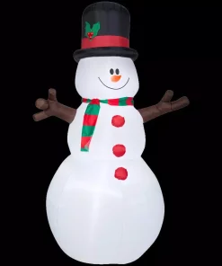 Outdoor Christmas Decorations Airblown 5 Ft. W X 8 Ft. H Inflatable Snowman With Christmas Scarf And Hat
