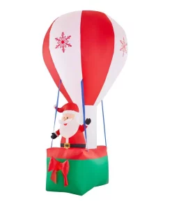 Outdoor Christmas Decorations Airblown 12 Ft. Inflatable Santa In Hot Air Balloon With Northern Sky Light Show -Christmas Tree Decorations Shop airblown christmas inflatables 82807 40 1000