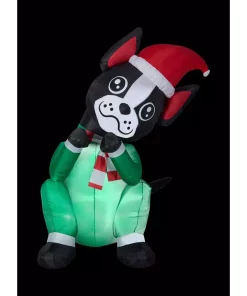 Outdoor Christmas Decorations Airblown 6 Ft. Inflatable Christmas Animated Airblown Begging Boston Terrier