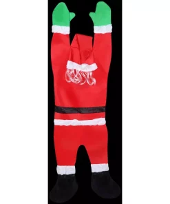 Outdoor Christmas Decorations Airblown 5.5 Ft. Season’s Greeters Santa Hanging From Gutter