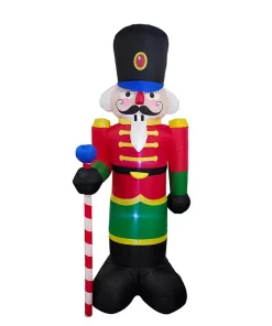 Outdoor Christmas Decorations ALEKO 96 In. Christmas Inflatable Nutcracker With UL Certified Blower And LED Lights