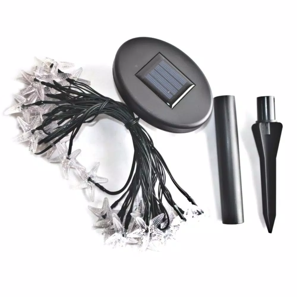 Christmas Lights ALEKO 30-Light LED White Starfish Solar Powered String Lights 4 Christmas Lights ALEKO 30-Light LED White Starfish Solar Powered String Lights - Image 4