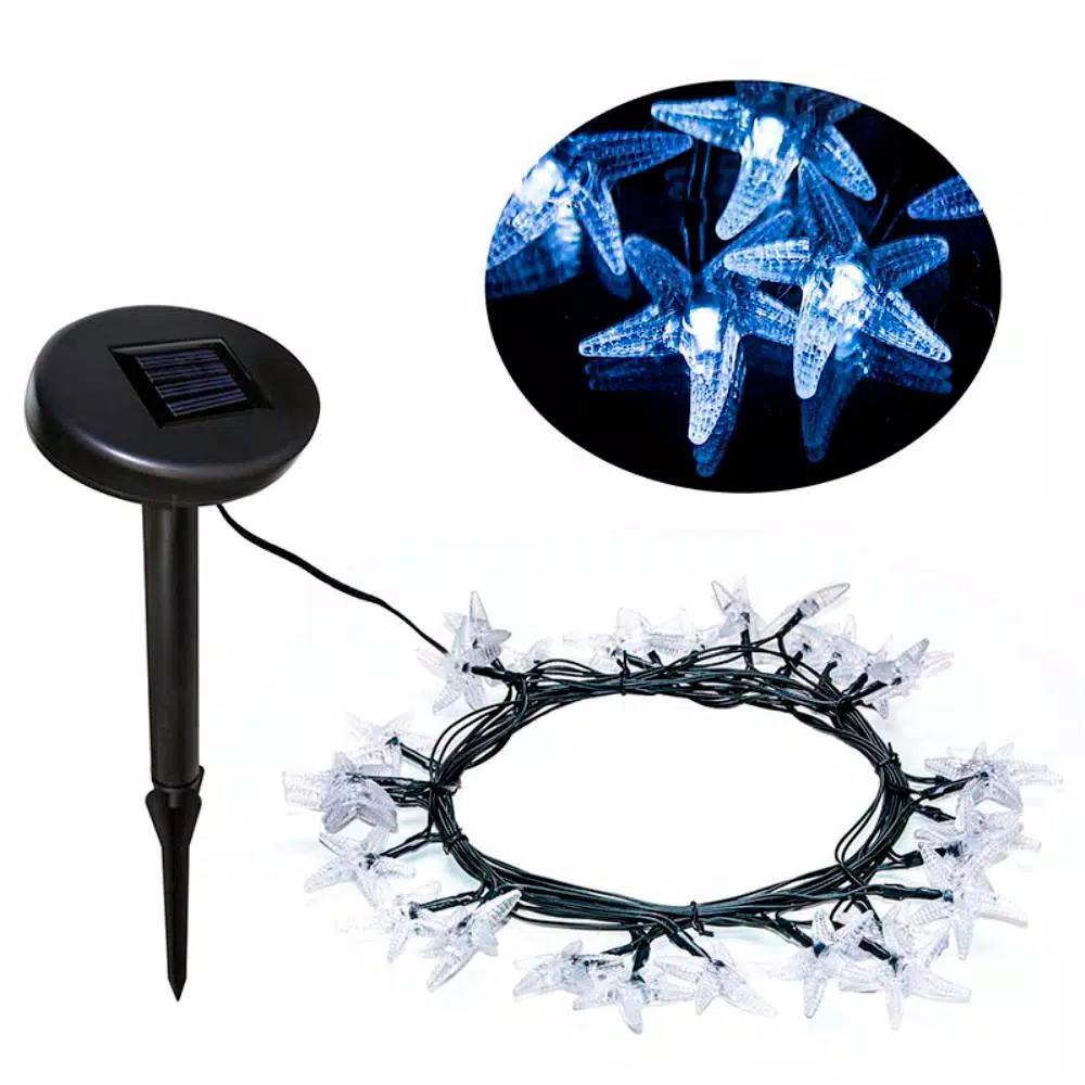 Christmas Lights ALEKO 30-Light LED White Starfish Solar Powered String Lights 5 Christmas Lights ALEKO 30-Light LED White Starfish Solar Powered String Lights - Image 5