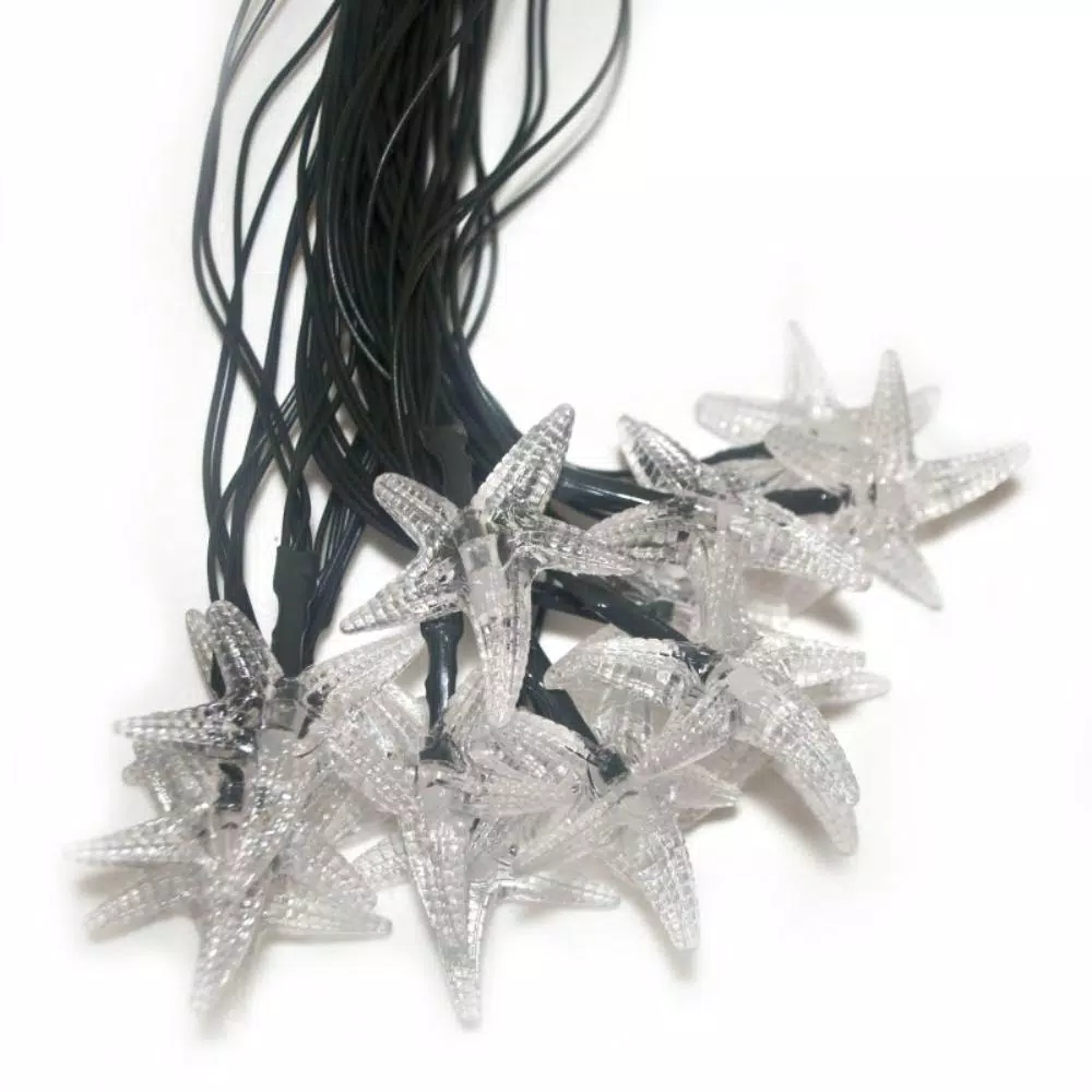 Christmas Lights ALEKO 30-Light LED White Starfish Solar Powered String Lights 3 Christmas Lights ALEKO 30-Light LED White Starfish Solar Powered String Lights - Image 3