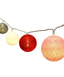 Christmas Lights ALEKO 7 Ft. 20-Light LED Multi-Color Cotton Balls String Light