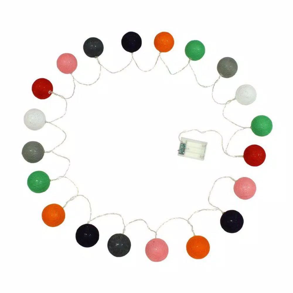 Christmas Lights ALEKO 7 Ft. 20-Light LED Multi-Color Cotton Balls String Light 2 Christmas Lights ALEKO 7 Ft. 20-Light LED Multi-Color Cotton Balls String Light - Image 2