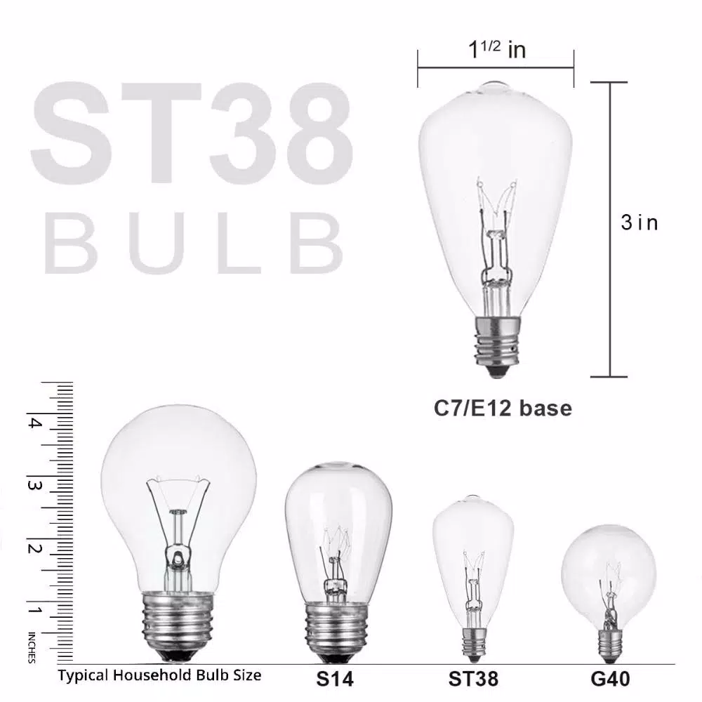 Christmas Lights ALEKO 25 Ft. 25-Light Warm White Incandescent Round Bulb Outdoor/Indoor Traditional Weatherproof Patio String Cafe Lights 2 Christmas Lights ALEKO 25 Ft. 25-Light Warm White Incandescent Round Bulb Outdoor/Indoor Traditional Weatherproof Patio String Cafe Lights - Image 2