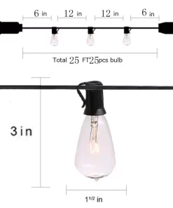 Christmas Lights ALEKO 25 Ft. 25-Light Warm White Incandescent Round Bulb Outdoor/Indoor Traditional Weatherproof Patio String Cafe Lights 15 Christmas Lights ALEKO 25 Ft. 25-Light Warm White Incandescent Round Bulb Outdoor/Indoor Traditional Weatherproof Patio String Cafe Lights -Christmas Tree Decorations Shop aleko christmas string lights gl25wwh hd 44 1000