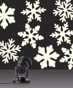 Christmas Lights Alpine Corporation Christmas Rotating Projection With White LED Lights, Snowflake Design -Christmas Tree Decorations Shop alpine corporation christmas light projectors maw102bb tm 4f 1000