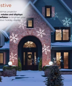 Christmas Lights Alpine Corporation Christmas Rotating Projection With White LED Lights, Snowflake Design -Christmas Tree Decorations Shop alpine corporation christmas light projectors maw102bb tm a0 1000