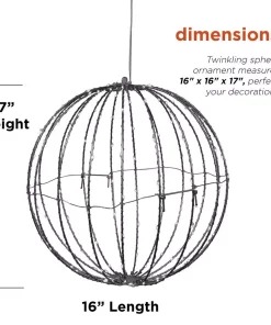 Christmas Tree Decorations Alpine Corporation 16 In. Diameter Foldable Metal Sphere Ornament With Multi-Colored LED Lights -Christmas Tree Decorations Shop alpine corporation christmas ornaments bst170mc 40 1000