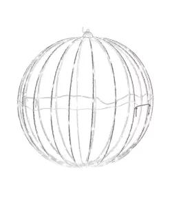 Christmas Tree Decorations Alpine Corporation 16 In. Diameter Foldable Metal Sphere Ornament With Multi-Colored LED Lights