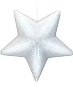 Christmas Tree Decorations Alpine Corporation 19 In. Tall Christmas 3D Hanging Star Ornament Decoration With LED Lights