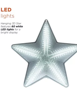 Christmas Tree Decorations Alpine Corporation 19 In. Tall Christmas 3D Hanging Star Ornament Decoration With LED Lights -Christmas Tree Decorations Shop alpine corporation christmas ornaments cfy108 66 1000