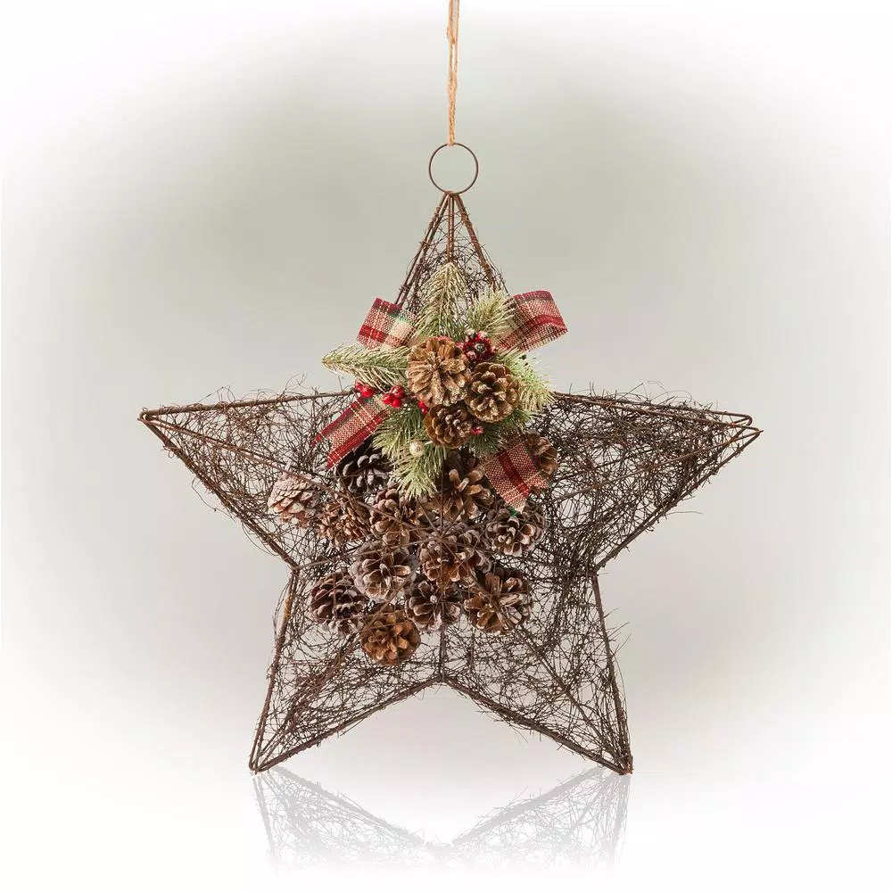 Christmas Tree Decorations Alpine Corporation 20 In. Tall Hanging Rustic Pinecone Christmas Star Decor 7 Christmas Tree Decorations Alpine Corporation 20 In. Tall Hanging Rustic Pinecone Christmas Star Decor - Image 7
