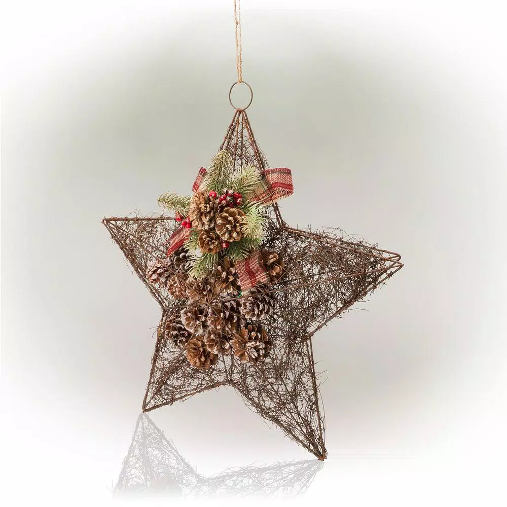 Christmas Tree Decorations Alpine Corporation 20 In. Tall Hanging Rustic Pinecone Christmas Star Decor 6 Christmas Tree Decorations Alpine Corporation 20 In. Tall Hanging Rustic Pinecone Christmas Star Decor - Image 6