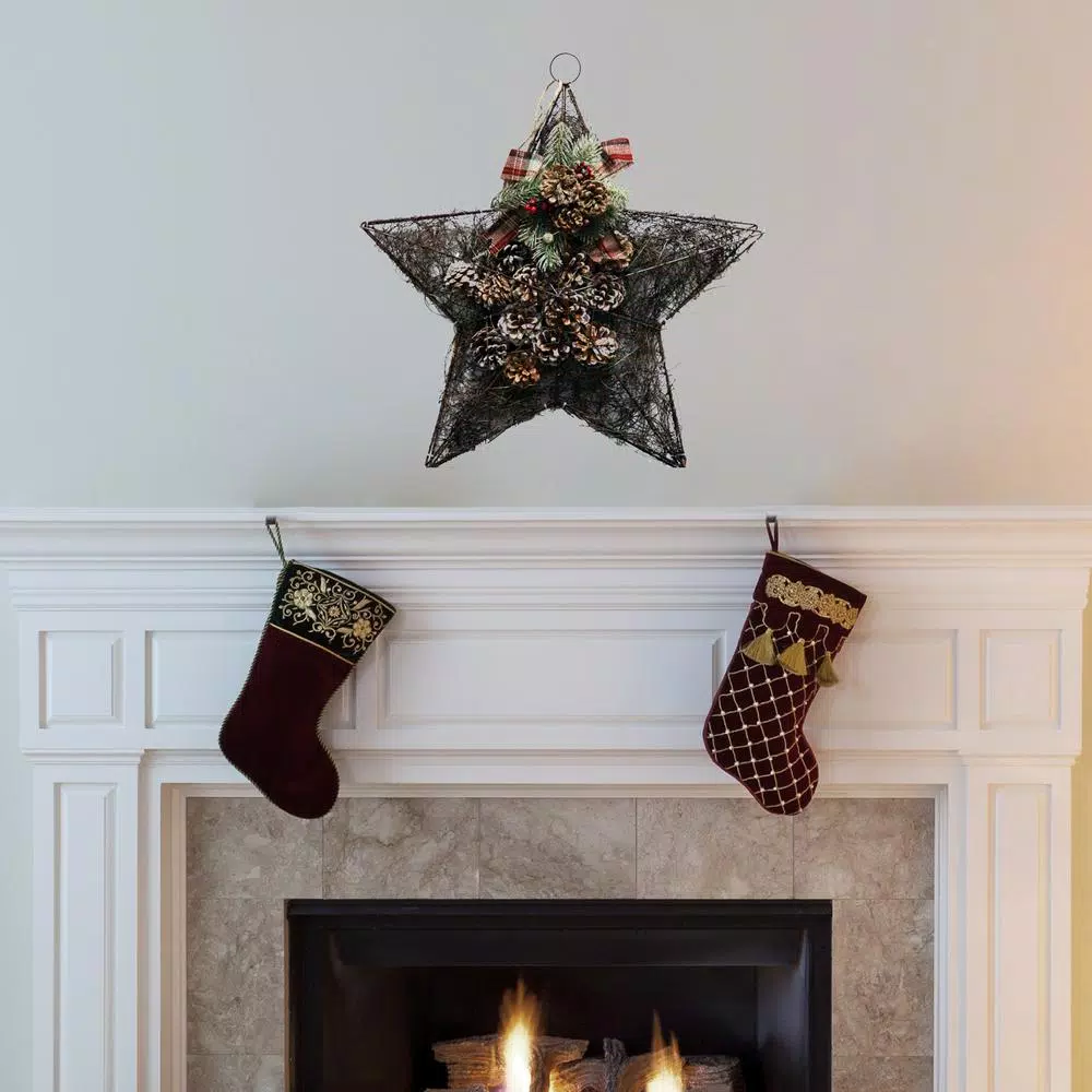 Christmas Tree Decorations Alpine Corporation 20 In. Tall Hanging Rustic Pinecone Christmas Star Decor 2 Christmas Tree Decorations Alpine Corporation 20 In. Tall Hanging Rustic Pinecone Christmas Star Decor - Image 2