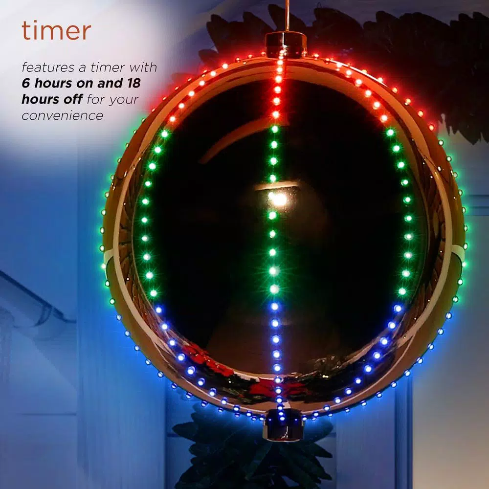 Christmas Tree Decorations Alpine Corporation 13 In. Tall Multi-Color LED Lights Alpine Hanging Christmas Ball Ornament, Silver 5 Christmas Tree Decorations Alpine Corporation 13 In. Tall Multi-Color LED Lights Alpine Hanging Christmas Ball Ornament, Silver - Image 5