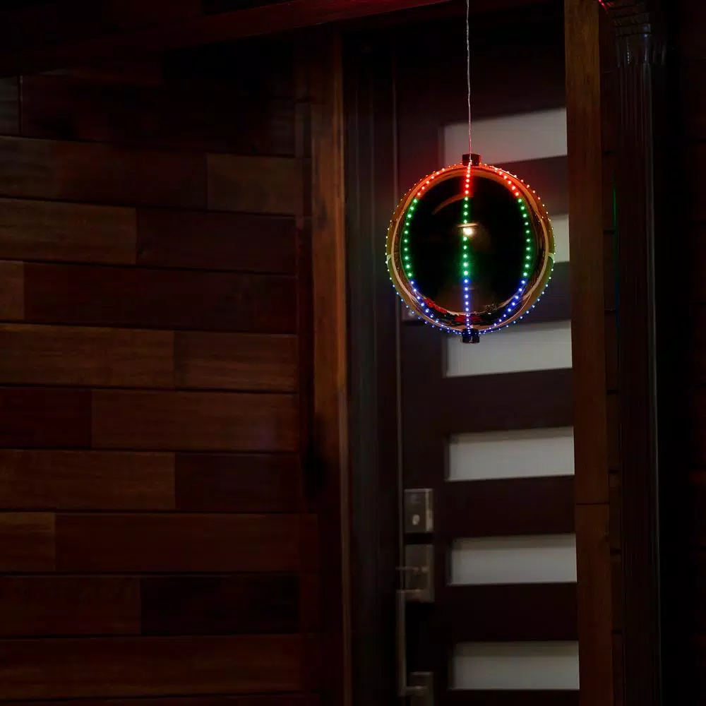 Christmas Tree Decorations Alpine Corporation 13 In. Tall Multi-Color LED Lights Alpine Hanging Christmas Ball Ornament, Silver 10 Christmas Tree Decorations Alpine Corporation 13 In. Tall Multi-Color LED Lights Alpine Hanging Christmas Ball Ornament, Silver - Image 10