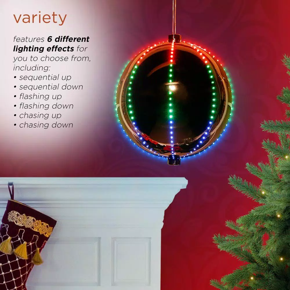 Christmas Tree Decorations Alpine Corporation 13 In. Tall Multi-Color LED Lights Alpine Hanging Christmas Ball Ornament, Silver 7 Christmas Tree Decorations Alpine Corporation 13 In. Tall Multi-Color LED Lights Alpine Hanging Christmas Ball Ornament, Silver - Image 7
