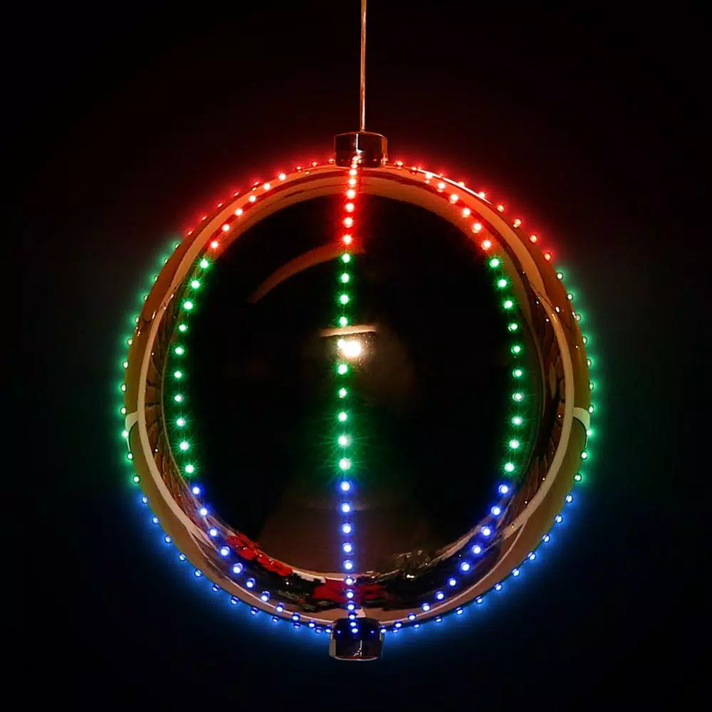 Christmas Tree Decorations Alpine Corporation 13 In. Tall Multi-Color LED Lights Alpine Hanging Christmas Ball Ornament, Silver 8 Christmas Tree Decorations Alpine Corporation 13 In. Tall Multi-Color LED Lights Alpine Hanging Christmas Ball Ornament, Silver - Image 8