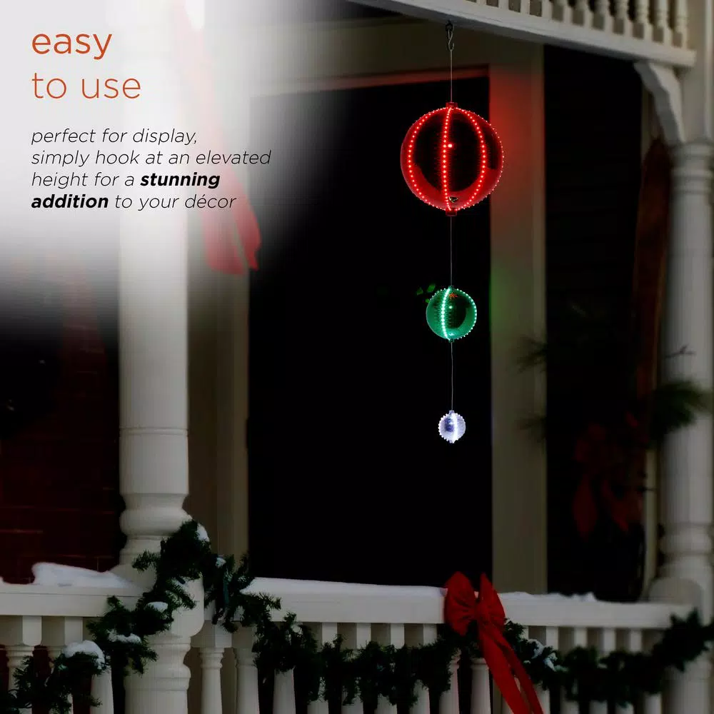 Christmas Tree Decorations Alpine Corporation 3-Tier Indoor/Outdoor Hanging Christmas Ornaments With Chasing LED Lights 5 Christmas Tree Decorations Alpine Corporation 3-Tier Indoor/Outdoor Hanging Christmas Ornaments With Chasing LED Lights - Image 5