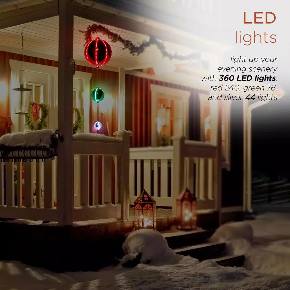 Christmas Tree Decorations Alpine Corporation 3-Tier Indoor/Outdoor Hanging Christmas Ornaments With Chasing LED Lights 6 Christmas Tree Decorations Alpine Corporation 3-Tier Indoor/Outdoor Hanging Christmas Ornaments With Chasing LED Lights - Image 6