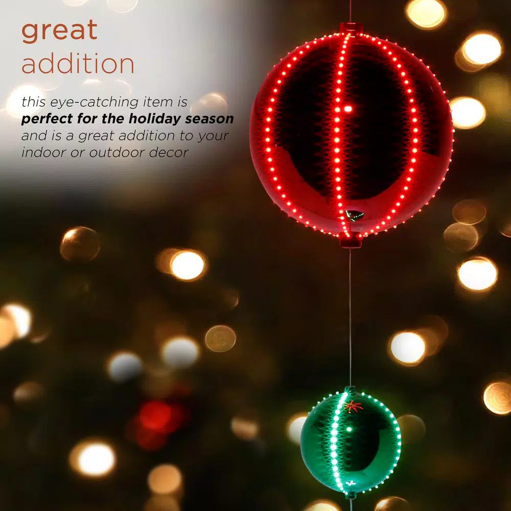 Christmas Tree Decorations Alpine Corporation 3-Tier Indoor/Outdoor Hanging Christmas Ornaments With Chasing LED Lights 4 Christmas Tree Decorations Alpine Corporation 3-Tier Indoor/Outdoor Hanging Christmas Ornaments With Chasing LED Lights - Image 4