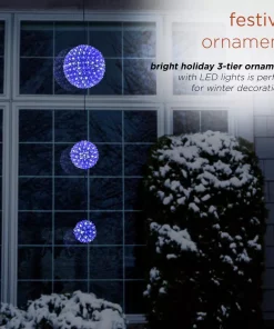 Christmas Tree Decorations Alpine Corporation 37 In. Tall 3-Tier Christmas Ornaments With Chasing Blue And White LED Lights -Christmas Tree Decorations Shop alpine corporation christmas ornaments cor164 77 1000