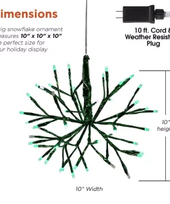 Christmas Tree Decorations Alpine Corporation 10 In. Tall Christmas Twig Snowflake Ornament With LED Lights, Green -Christmas Tree Decorations Shop alpine corporation christmas ornaments crd100s gn 40 1000