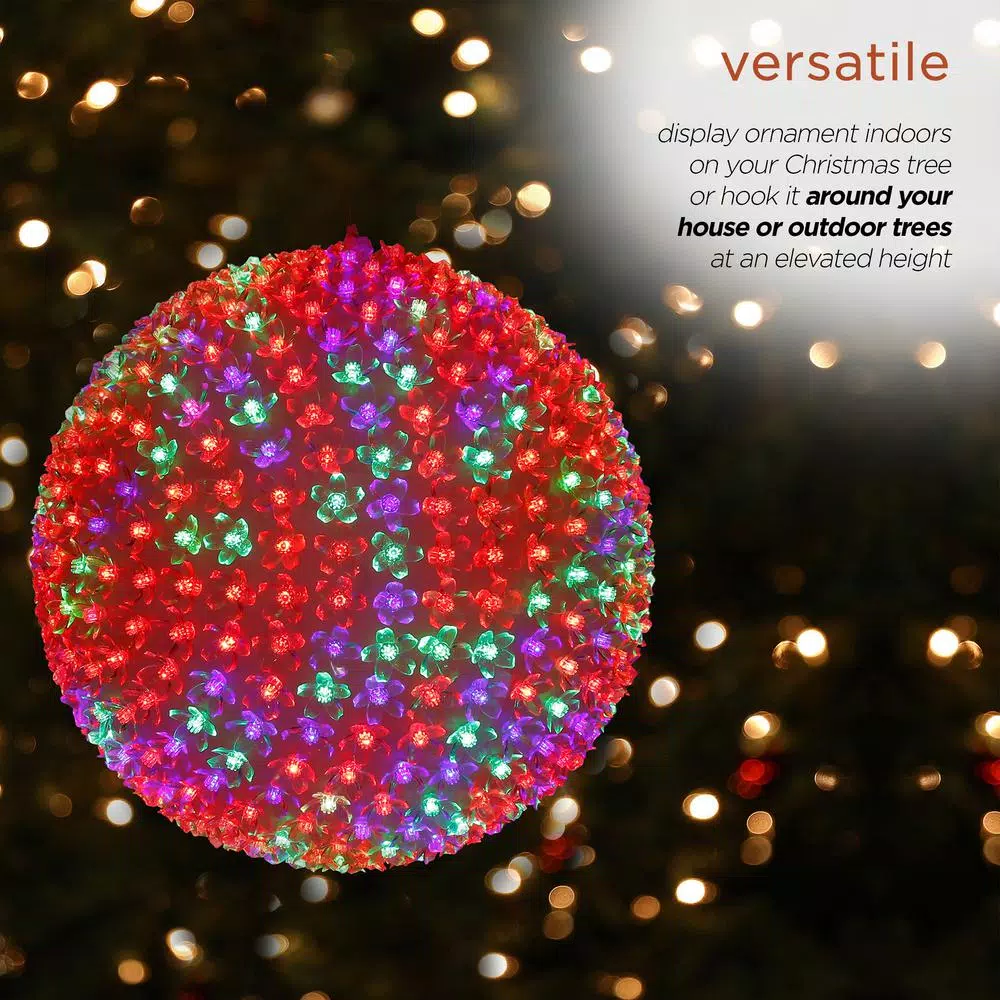 Outdoor Christmas Decorations Alpine Corporation 13 In. Diameter Large Flashing Sphere Ornament With Multi-Colored LED Lights 5 Outdoor Christmas Decorations Alpine Corporation 13 In. Diameter Large Flashing Sphere Ornament With Multi-Colored LED Lights - Image 5