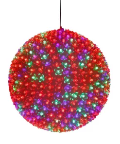 Outdoor Christmas Decorations Alpine Corporation 13 In. Diameter Large Flashing Sphere Ornament With Multi-Colored LED Lights