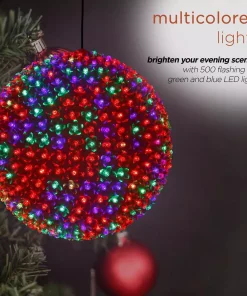 Outdoor Christmas Decorations Alpine Corporation 13 In. Diameter Large Flashing Sphere Ornament With Multi-Colored LED Lights 12 Outdoor Christmas Decorations Alpine Corporation 13 In. Diameter Large Flashing Sphere Ornament With Multi-Colored LED Lights -Christmas Tree Decorations Shop alpine corporation christmas yard decorations cor162mc 66 1000