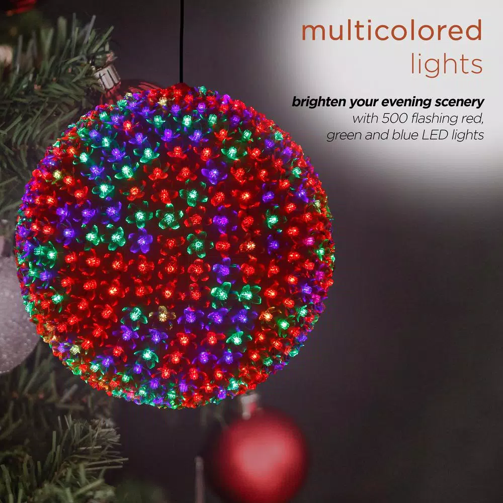 Outdoor Christmas Decorations Alpine Corporation 13 In. Diameter Large Flashing Sphere Ornament With Multi-Colored LED Lights 6 Outdoor Christmas Decorations Alpine Corporation 13 In. Diameter Large Flashing Sphere Ornament With Multi-Colored LED Lights - Image 6