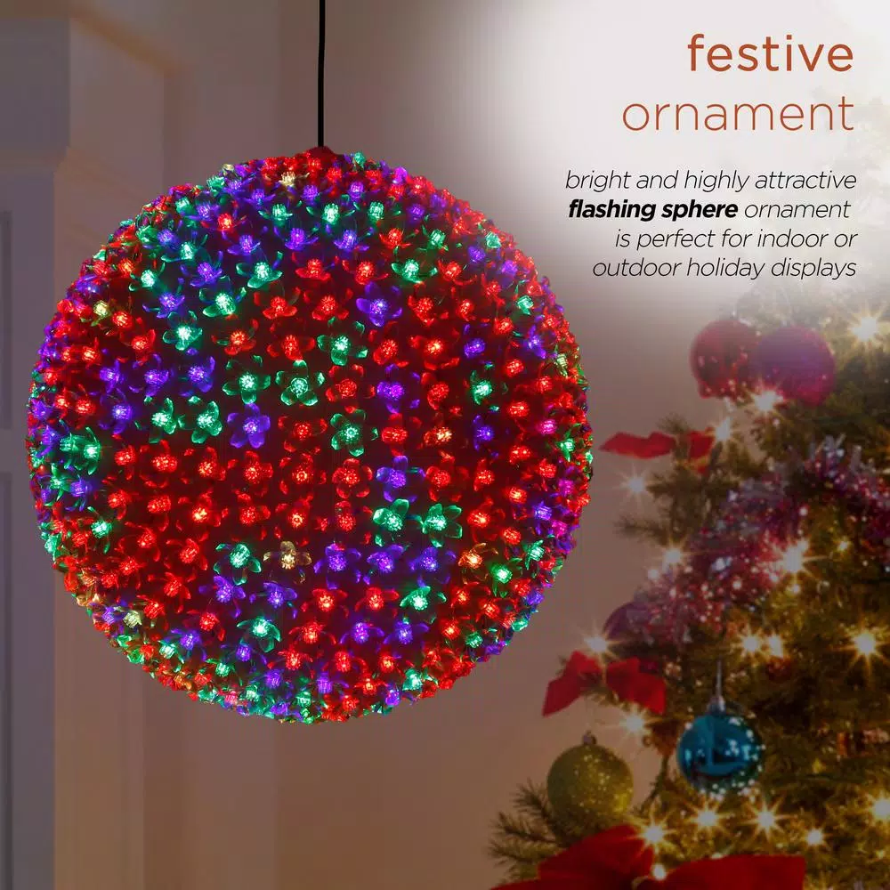 Outdoor Christmas Decorations Alpine Corporation 13 In. Diameter Large Flashing Sphere Ornament With Multi-Colored LED Lights 7 Outdoor Christmas Decorations Alpine Corporation 13 In. Diameter Large Flashing Sphere Ornament With Multi-Colored LED Lights - Image 7