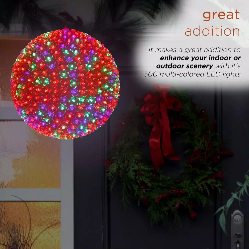 Outdoor Christmas Decorations Alpine Corporation 13 In. Diameter Large Flashing Sphere Ornament With Multi-Colored LED Lights 4 Outdoor Christmas Decorations Alpine Corporation 13 In. Diameter Large Flashing Sphere Ornament With Multi-Colored LED Lights - Image 4