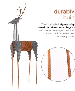 Outdoor Christmas Decorations Alpine Corporation 30 In. Tall Metal Rustic Standing Reindeer Christmas Decoration -Christmas Tree Decorations Shop alpine corporation christmas yard decorations jum324 1d 1000