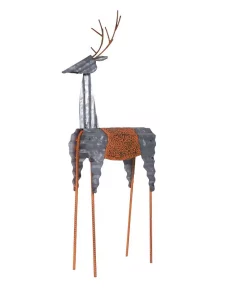 Outdoor Christmas Decorations Alpine Corporation 30 In. Tall Metal Rustic Standing Reindeer Christmas Decoration -Christmas Tree Decorations Shop alpine corporation christmas yard decorations jum324 4f 1000