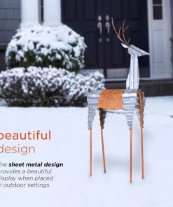 Outdoor Christmas Decorations Alpine Corporation 30 In. Tall Metal Rustic Standing Reindeer Christmas Decoration -Christmas Tree Decorations Shop alpine corporation christmas yard decorations jum324 66 1000