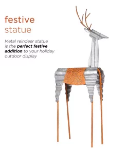 Outdoor Christmas Decorations Alpine Corporation 30 In. Tall Metal Rustic Standing Reindeer Christmas Decoration -Christmas Tree Decorations Shop alpine corporation christmas yard decorations jum324 77 1000