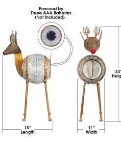 Outdoor Christmas Decorations Alpine Corporation 33 In. Tall Weathered Barrel Reindeer With Warm White LED Lights -Christmas Tree Decorations Shop alpine corporation christmas yard decorations ors728 40 1000
