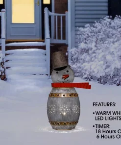 Outdoor Christmas Decorations Alpine Corporation 30 In. Tall Weathered Barrel Snowman With Warm White LED Lights 7 Outdoor Christmas Decorations Alpine Corporation 30 In. Tall Weathered Barrel Snowman With Warm White LED Lights -Christmas Tree Decorations Shop alpine corporation christmas yard decorations ors730 c3 1000